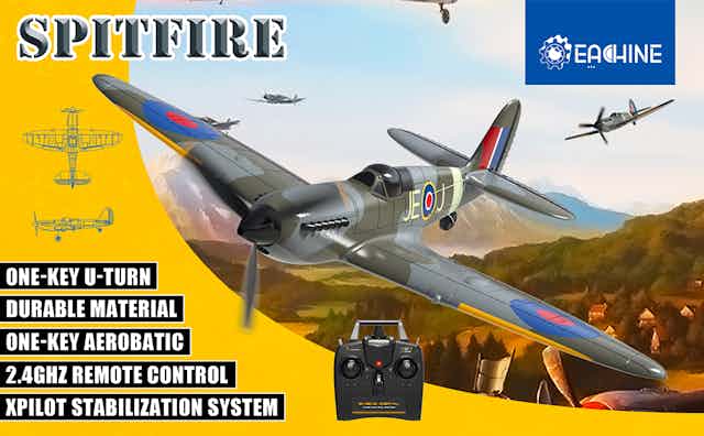 Eachine Spitfire 2.4GHz EPP 400mm Wingspan 6-Axis Gyro One-Key U-Turn Aerobatic Mini RC Airplane RTF for Trainer Beginner