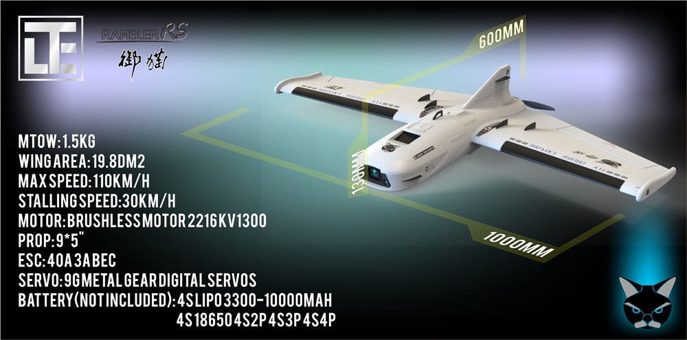 LTE Rambler RS EPP 1000mm Wingspan FPV RC Airplane Sweepforward Wing PNP/KIT White