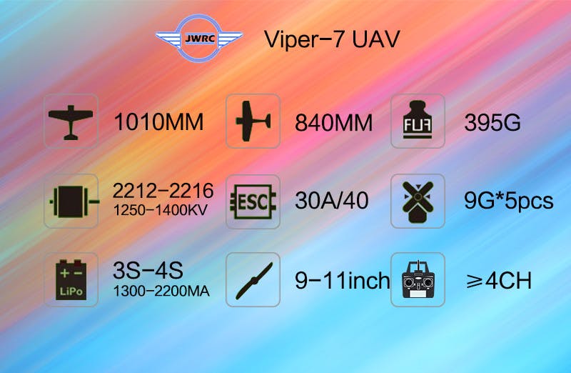 JWRC Viper-7 UAV 1010mm Wingspan Balsa Wood FPV RC Airplane KIT