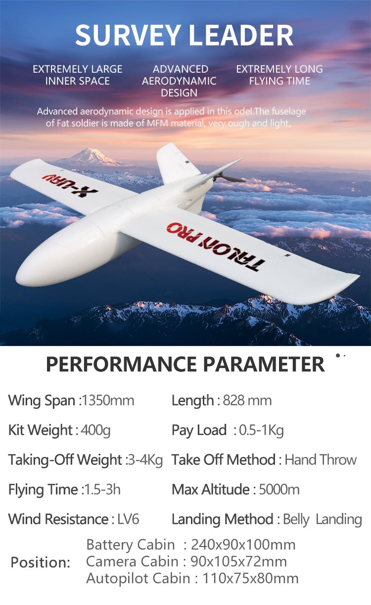 X-uav Talon Pro 1350mm Wingspan EPO V-tail Aerial Survey Aircraft FPV RC Airplane KIT